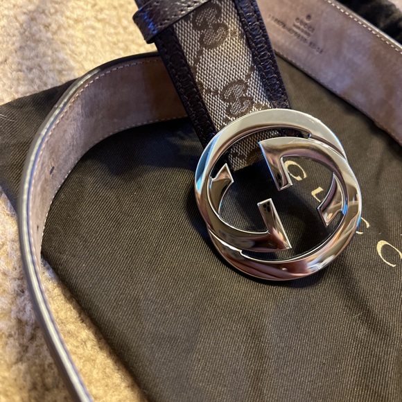 Authentic Gucci GG Monogram Leather Belt Size 34 - Picture 4 of 4